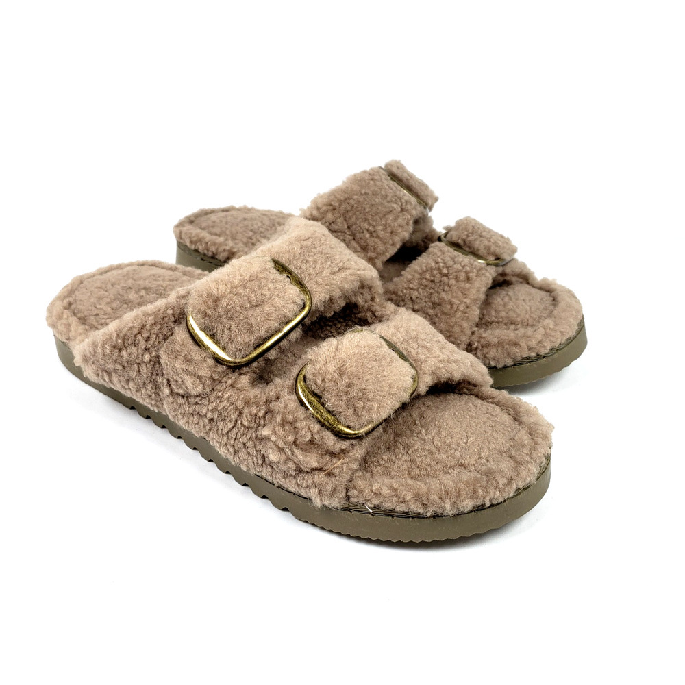Sonoma Goods For Life Jinni Womens Size XL 9-10 Tan Slip On Cozy Slide Sandals
